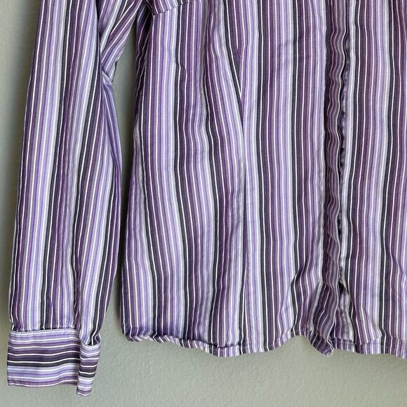 Geoffrey Beene Sport Button Up Cotton Shirt Striped Long Sleeve Collared 90s Y2K - Picture 3 of 6